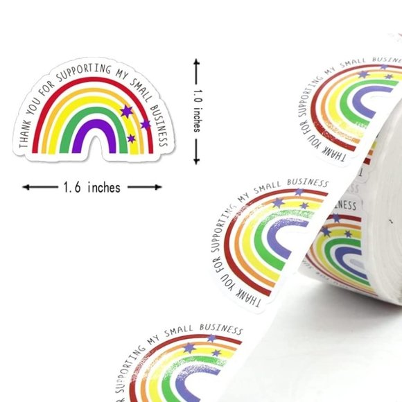 50 THANK YOU FOR SUPPORTING MY SMALL BUSINESS Rainbow Star Stickers 1" … - Picture 7 of 7